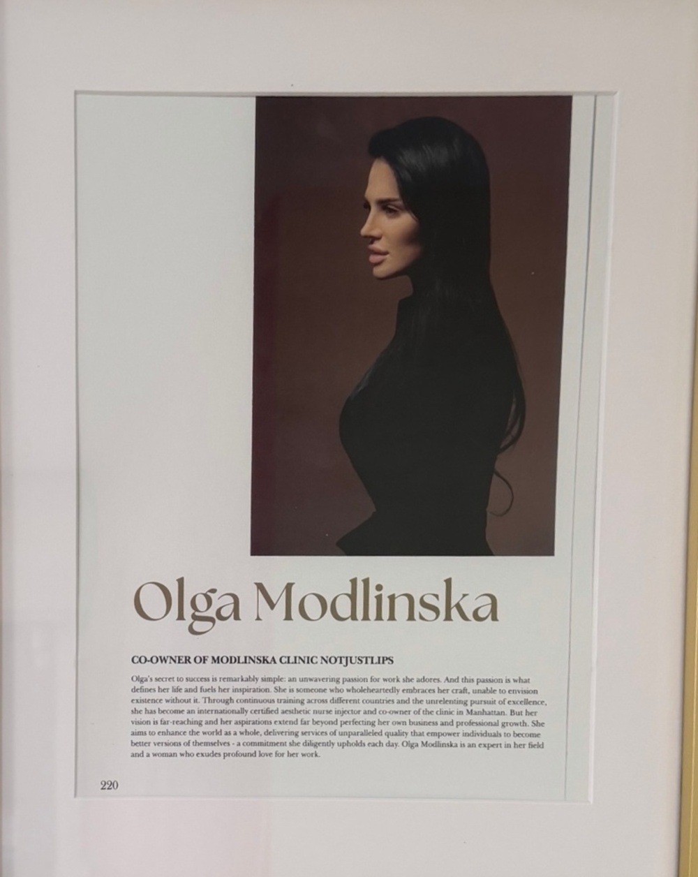 Olga Modlinska press feature and biography page